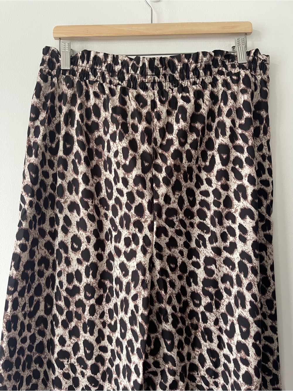Halara High Waisted Drawstring Pocket Leopard Print Wide Leg Baggy Casual Pants - Picture 5 of 10